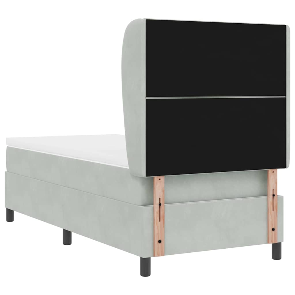 vidaXL Κρεβάτι με ελατήρια Ανοιχτό γκρι 200 x 100 cm Βελούδο