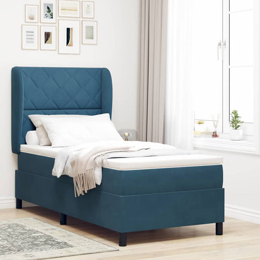 vidaXL Κρεβάτι με ελατήρια Σκούρο Μπλε 200 x 100 cm Βελούδο