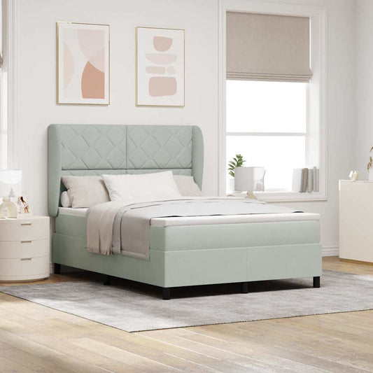 vidaXL Κρεβάτι με ελατήρια Ανοιχτό γκρι 200 x 140 cm Βελούδο
