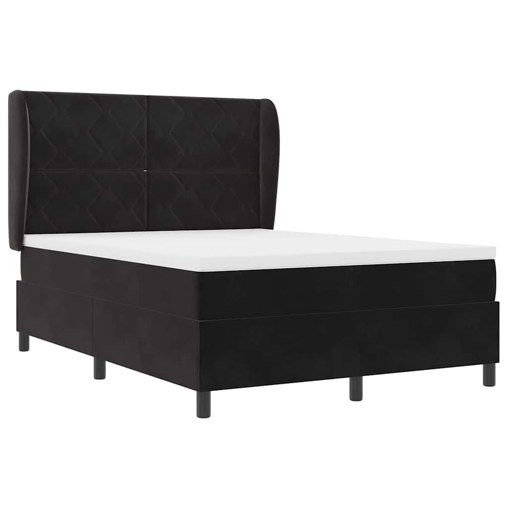 vidaXL Κρεβάτι με ελατήρια με κεφαλάρι Μαύρο 200 x 140 cm Βελούδο