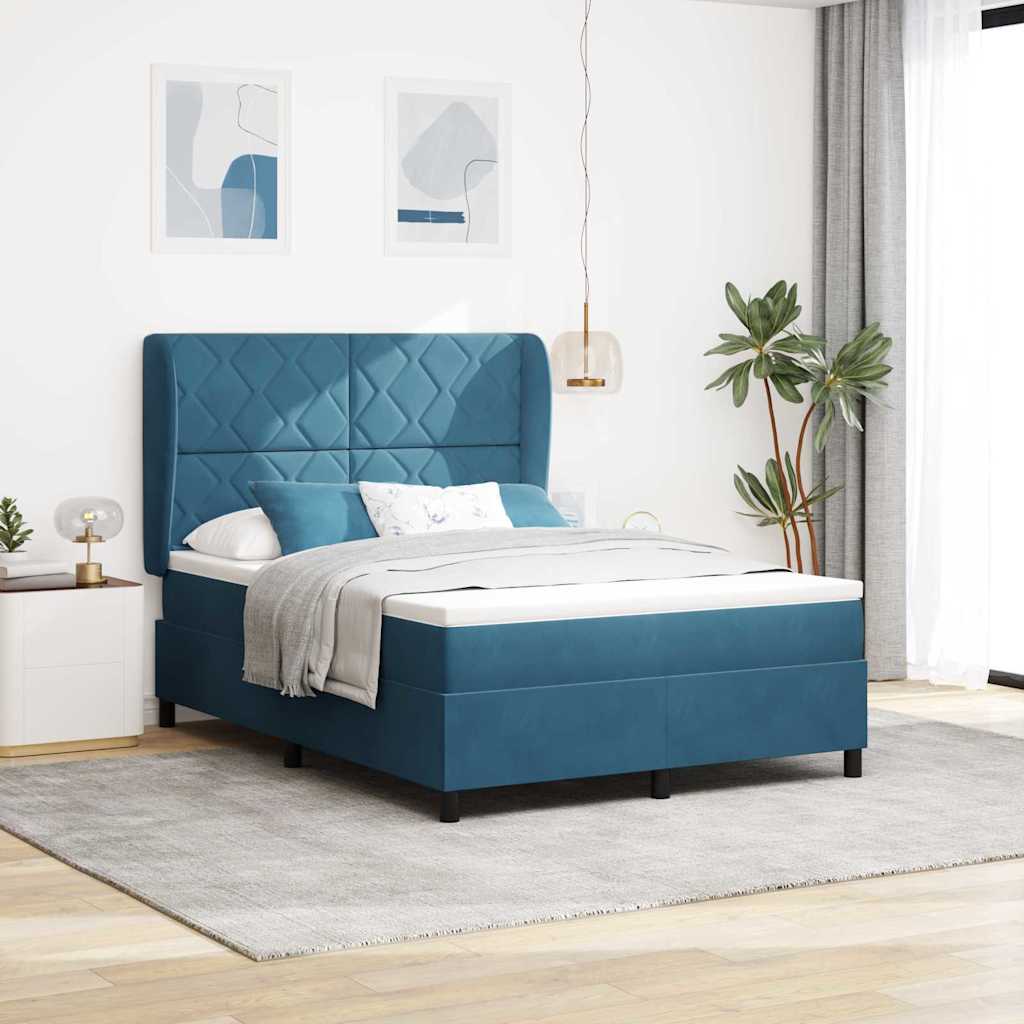 vidaXL Κρεβάτι με ελατήρια Σκούρο Μπλε 200 x 140 cm Βελούδο