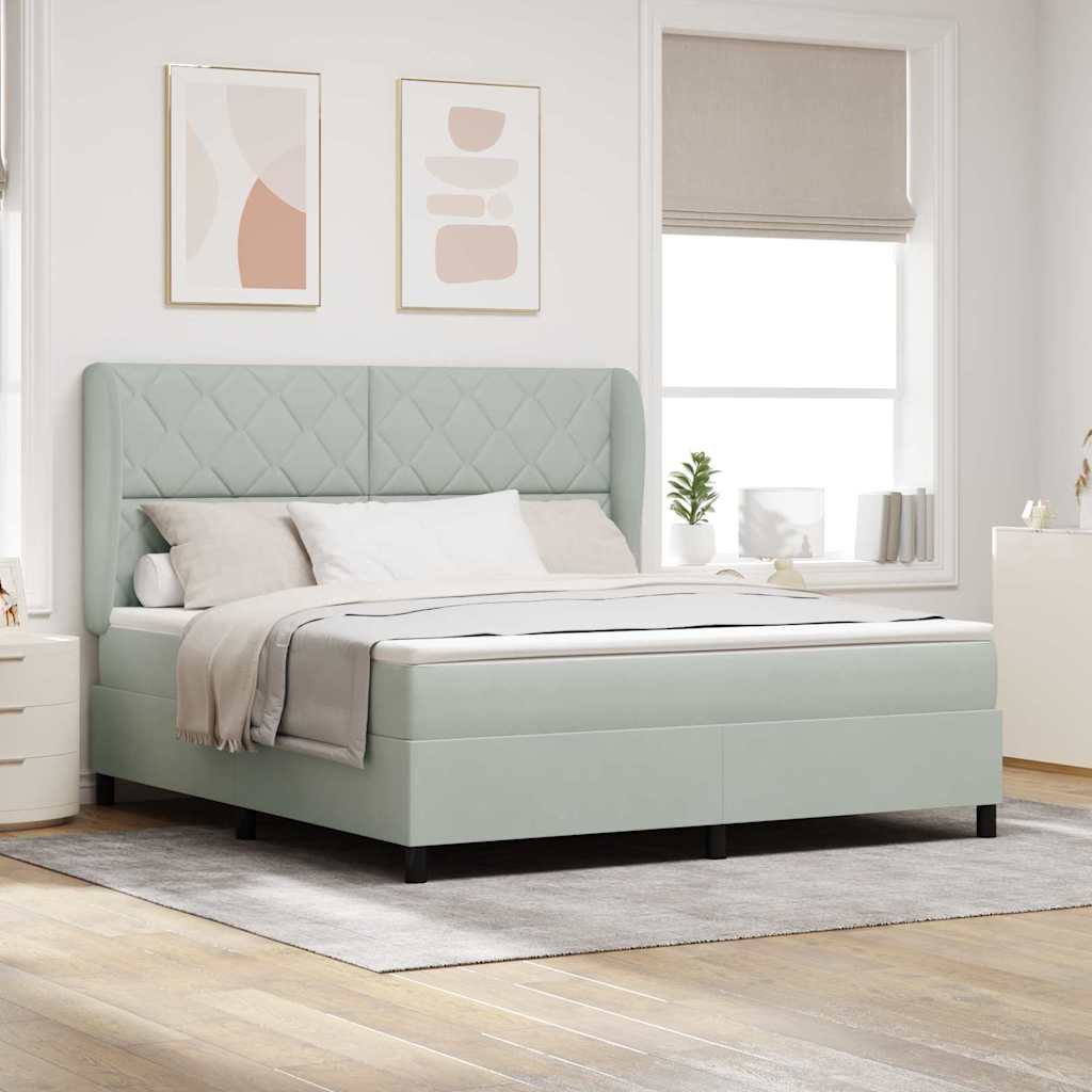 vidaXL Κρεβάτι με ελατήρια Ανοιχτό γκρι 200 x 180 cm Βελούδο