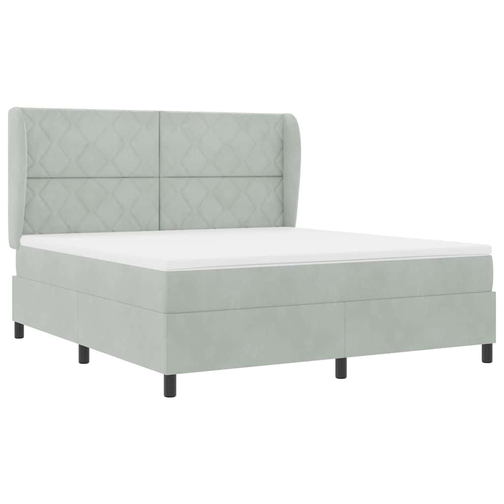 vidaXL Κρεβάτι με ελατήρια Ανοιχτό γκρι 200 x 180 cm Βελούδο