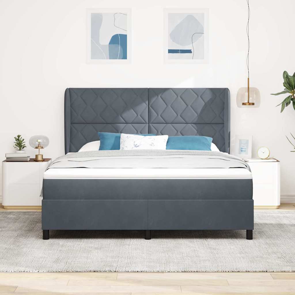 vidaXL Κρεβάτι με ελατήρια Σκούρο Γκρι 200 x 180 cm Βελούδο