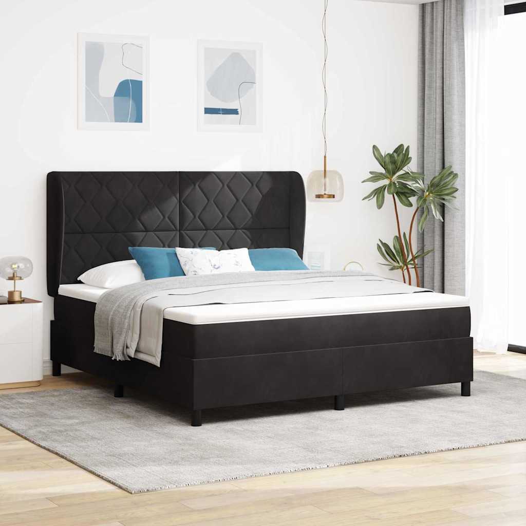 vidaXL Κρεβάτι με ελατήρια με κεφαλάρι Μαύρο 200 x 180 cm Βελούδο