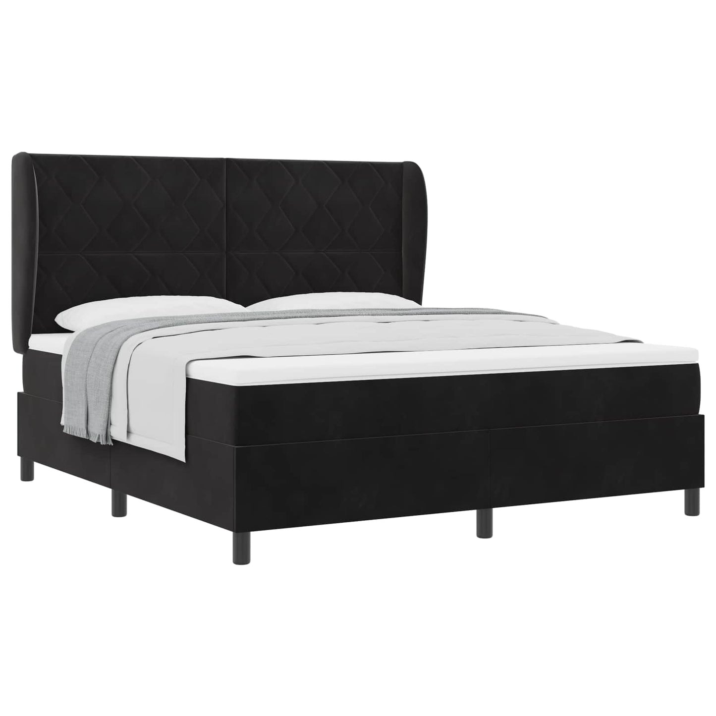 vidaXL Κρεβάτι με ελατήρια με κεφαλάρι Μαύρο 200 x 180 cm Βελούδο