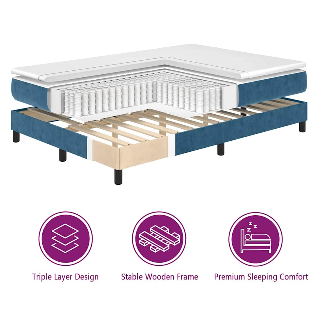 vidaXL Κρεβάτι με ελατήρια Σκούρο Μπλε 200 x 180 cm Βελούδο