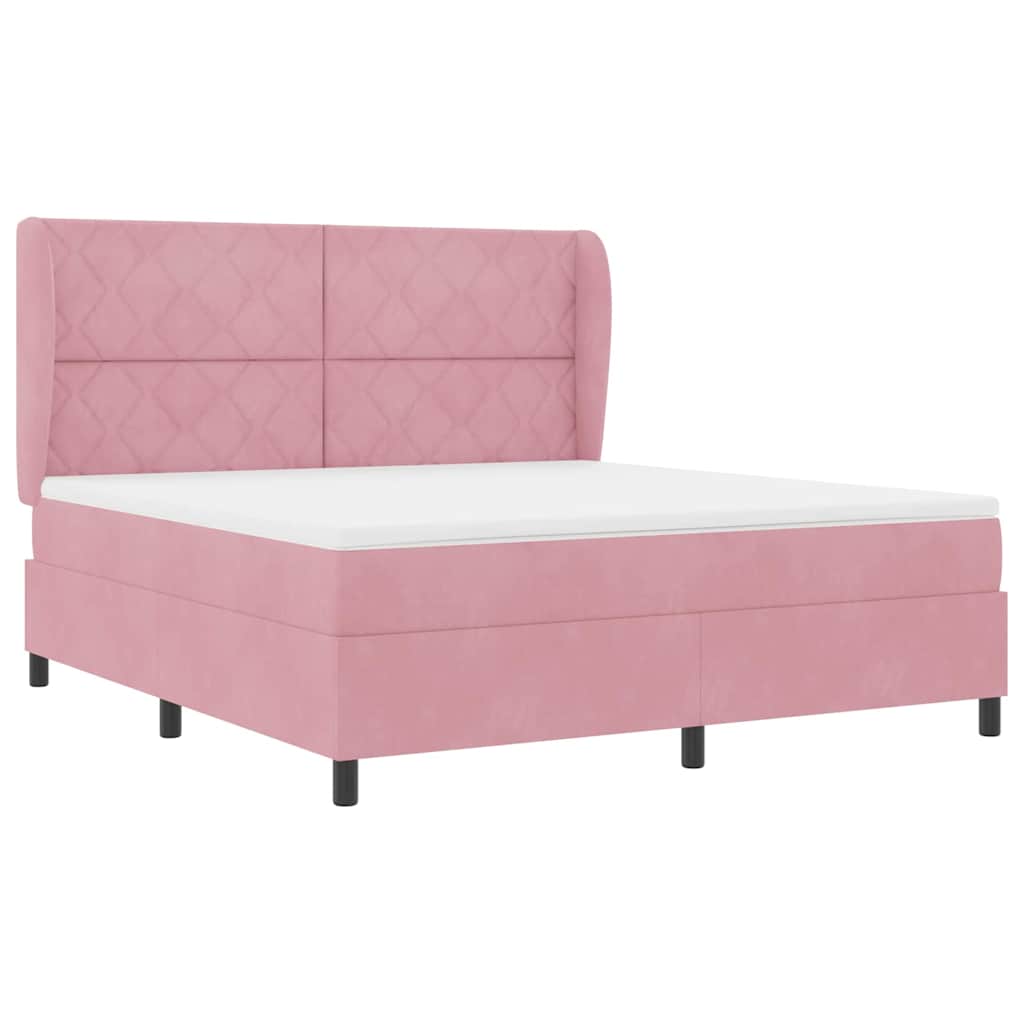 vidaXL Κρεβάτι με ελατήρια με κεφαλάρι Ροζ 200 x 180 cm Βελούδο