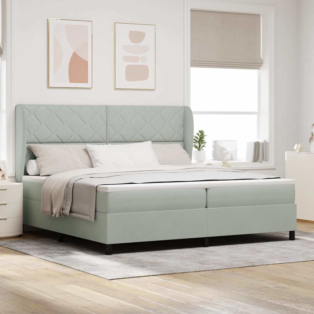 vidaXL Κρεβάτι με ελατήρια Ανοιχτό γκρι 200 x 200 cm Βελούδο