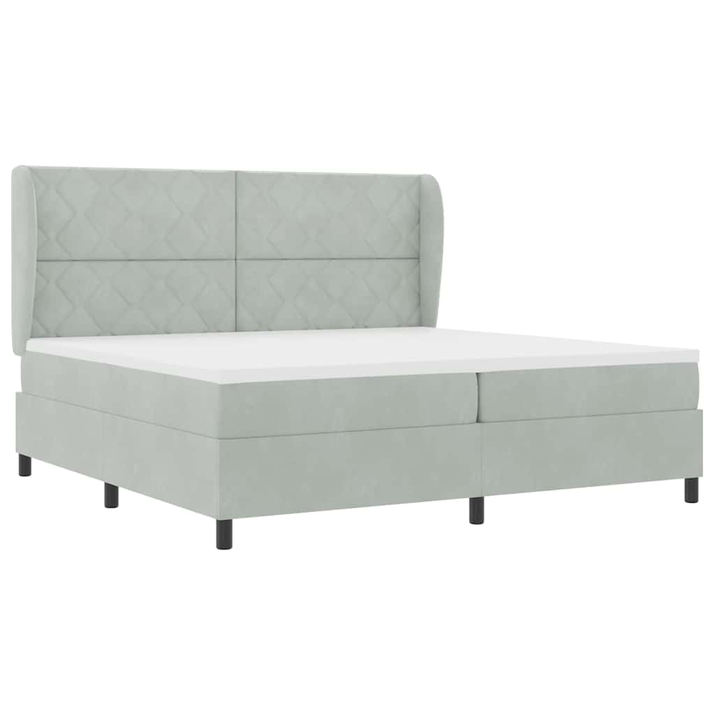 vidaXL Κρεβάτι με ελατήρια Ανοιχτό γκρι 200 x 200 cm Βελούδο
