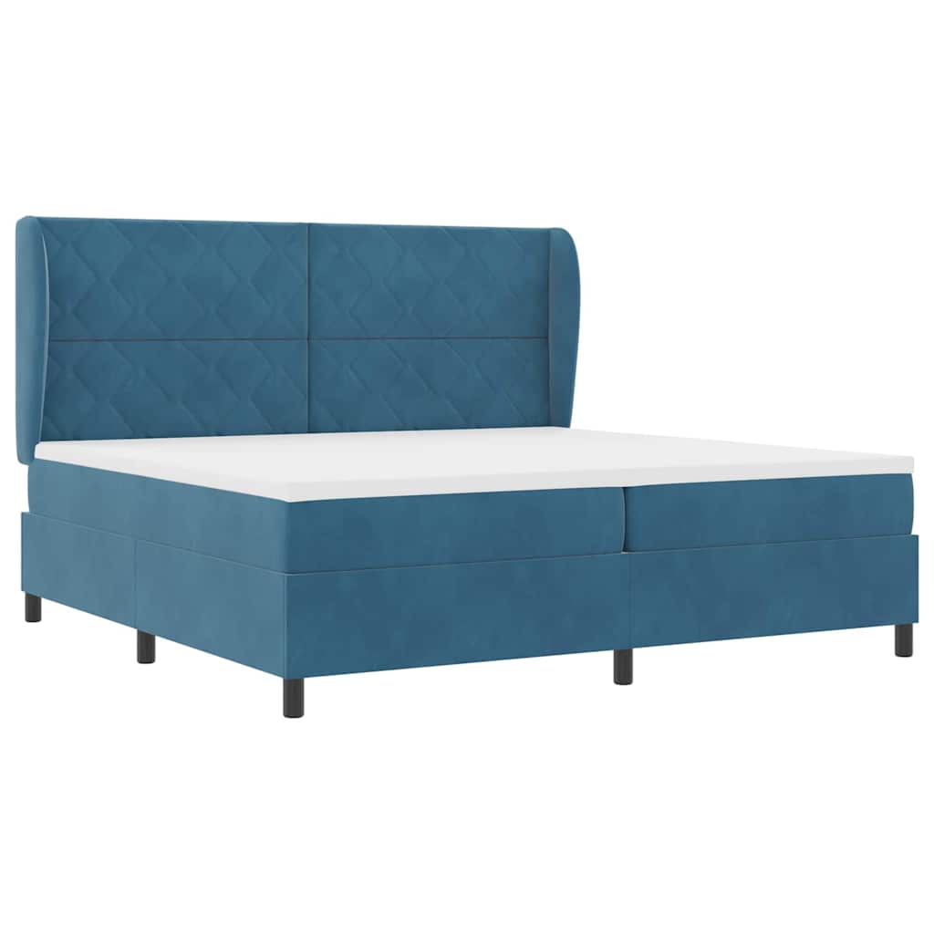 vidaXL Κρεβάτι με ελατήρια Σκούρο Μπλε 200 x 200 cm Βελούδο