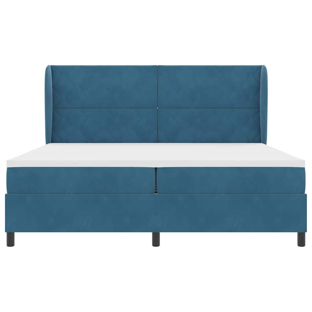 vidaXL Κρεβάτι με ελατήρια Σκούρο Μπλε 200 x 200 cm Βελούδο