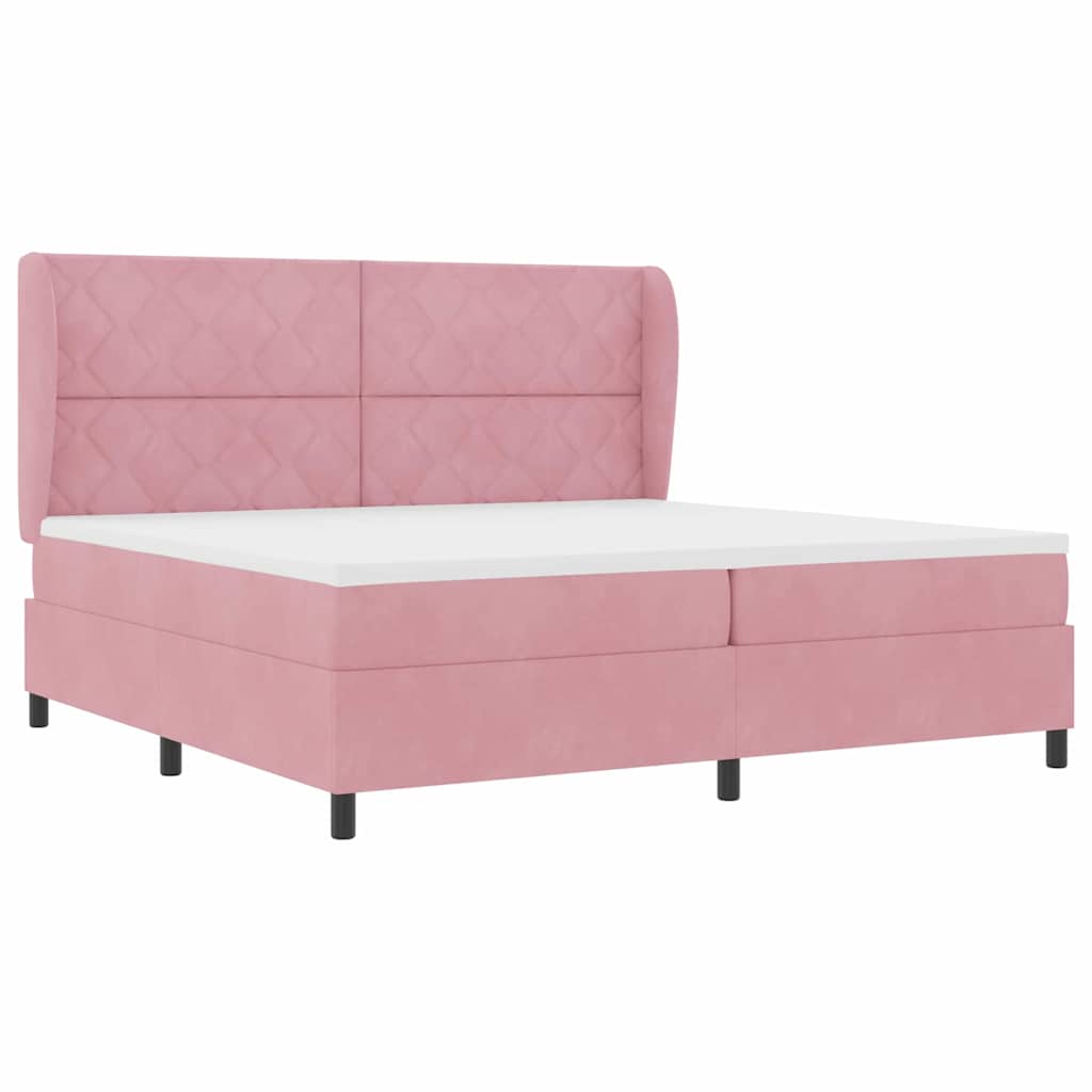 vidaXL Κρεβάτι με ελατήρια με κεφαλάρι Ροζ 200 x 200 cm Βελούδο