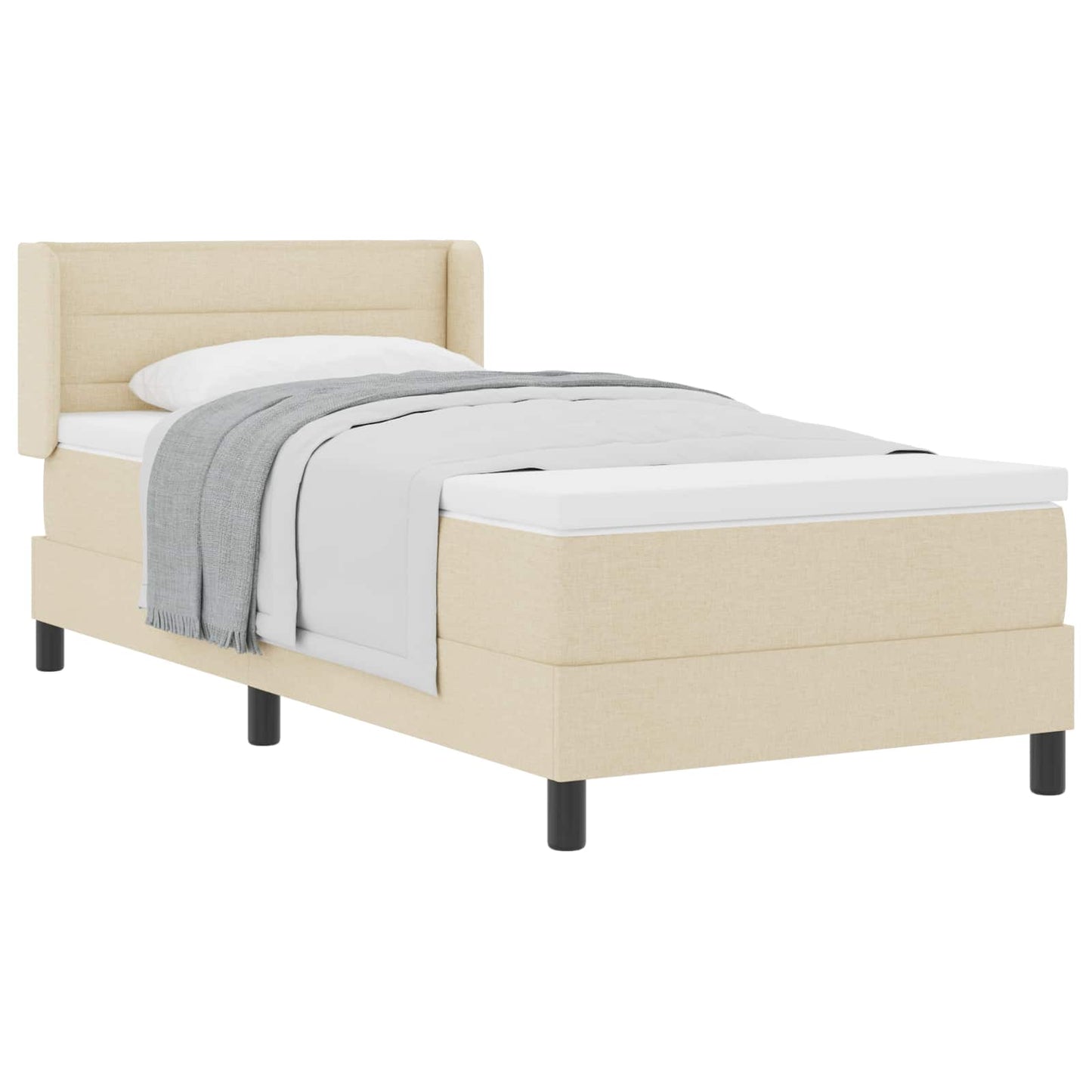 vidaXL Κρεβάτι με ελατήρια με κεφαλάρι Κρεμ 190 x 90 cm ύφασμα