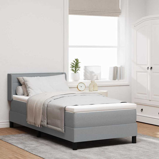 vidaXL Κρεβάτι Box Spring με Στρώμα σε Ανοιχτό Γκρι, 90 x 200 cm, Ύφασμα