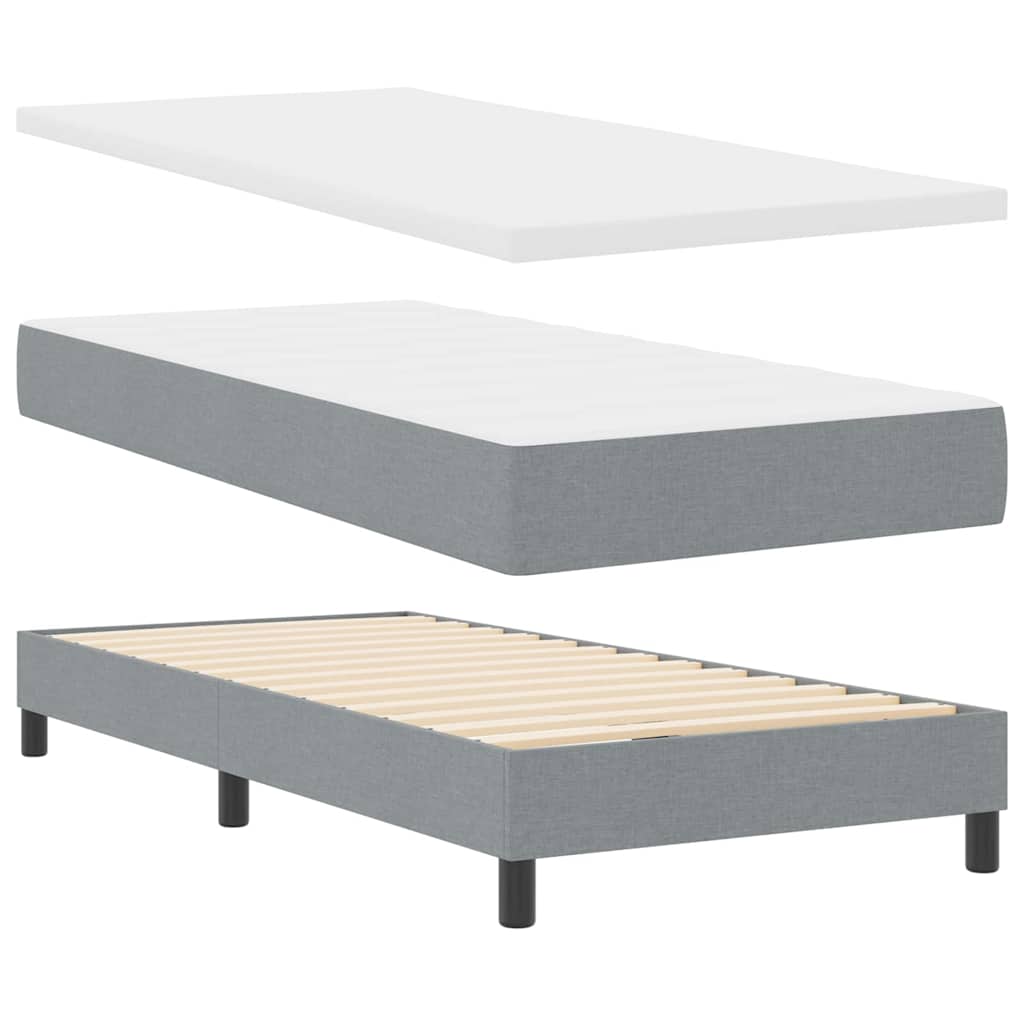 vidaXL Κρεβάτι Box Spring με Στρώμα σε Ανοιχτό Γκρι, 90 x 200 cm, Ύφασμα
