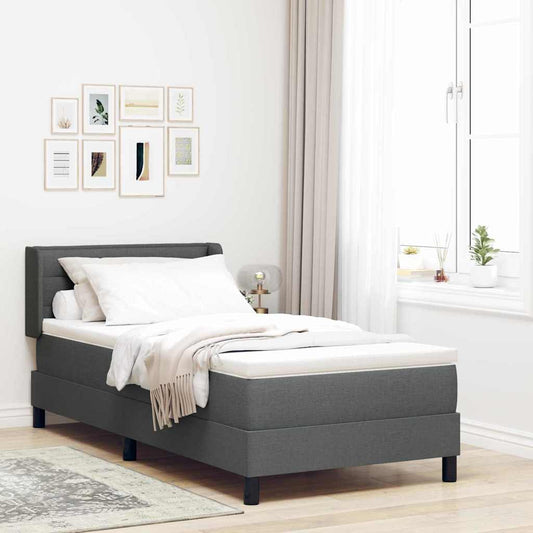vidaXL Κρεβάτι Box Spring με Στρώμα - Σκούρο Γκρι - 90 x 200 cm - Υφάσματος