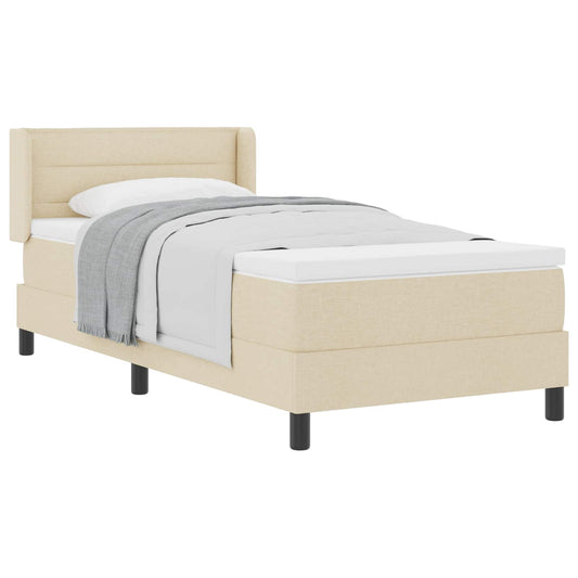 vidaXL Κρεβάτι με ελατήρια με κεφαλάρι Κρεμ 200 x 100 cm ύφασμα