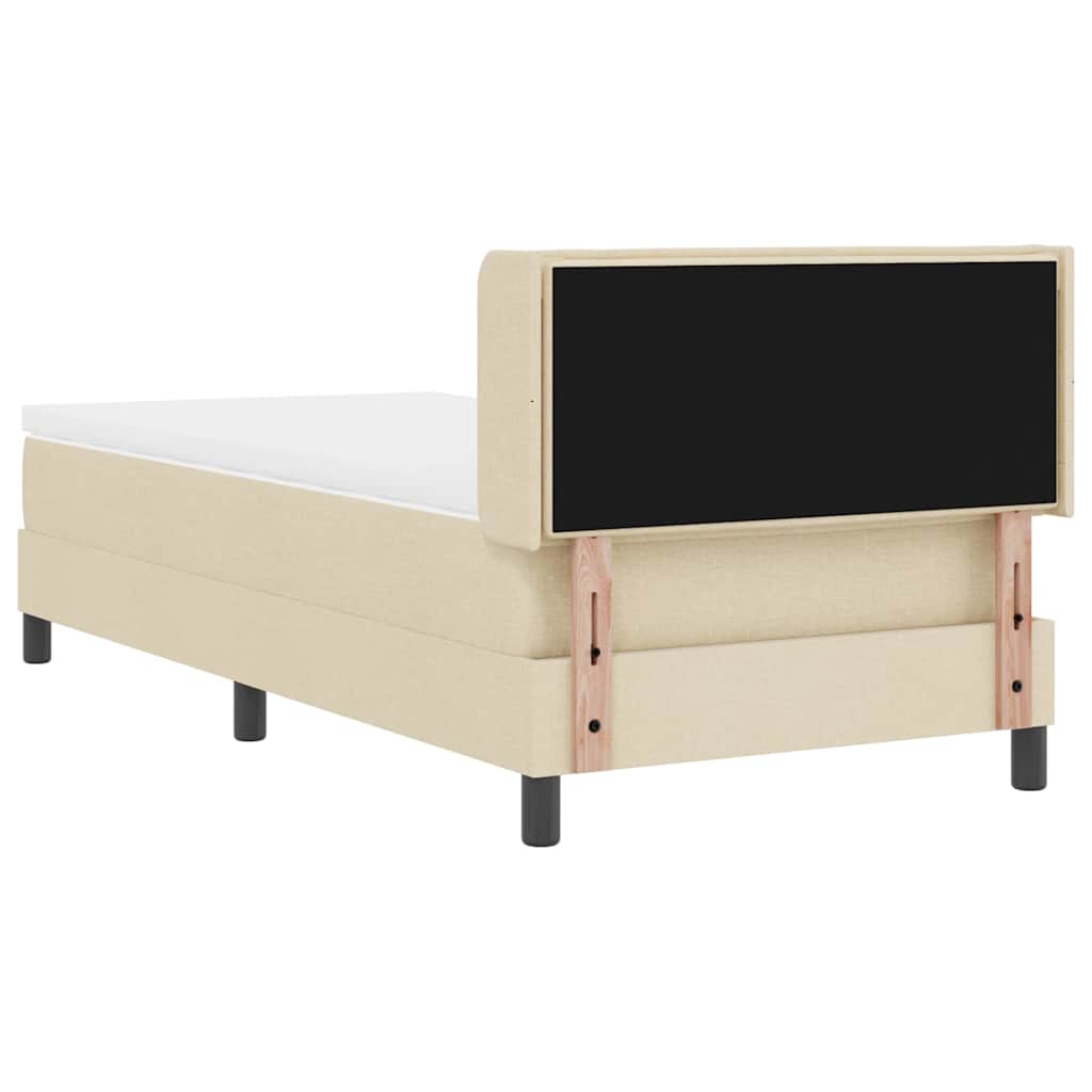 vidaXL Κρεβάτι με ελατήρια με κεφαλάρι Κρεμ 200 x 100 cm ύφασμα