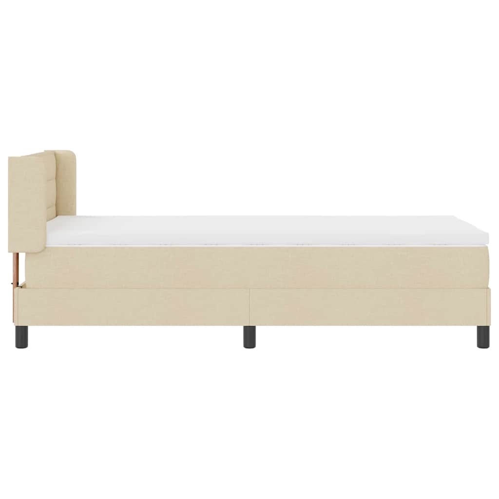 vidaXL Κρεβάτι με ελατήρια με κεφαλάρι Κρεμ 200 x 100 cm ύφασμα