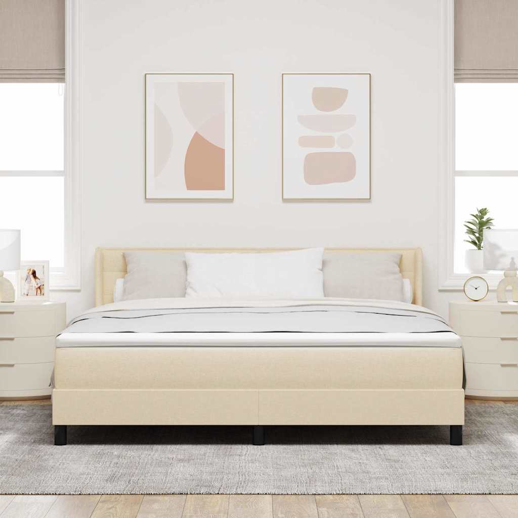 vidaXL Κρεβάτι με ελατήρια με κεφαλάρι Κρεμ 200 x 180 cm ύφασμα