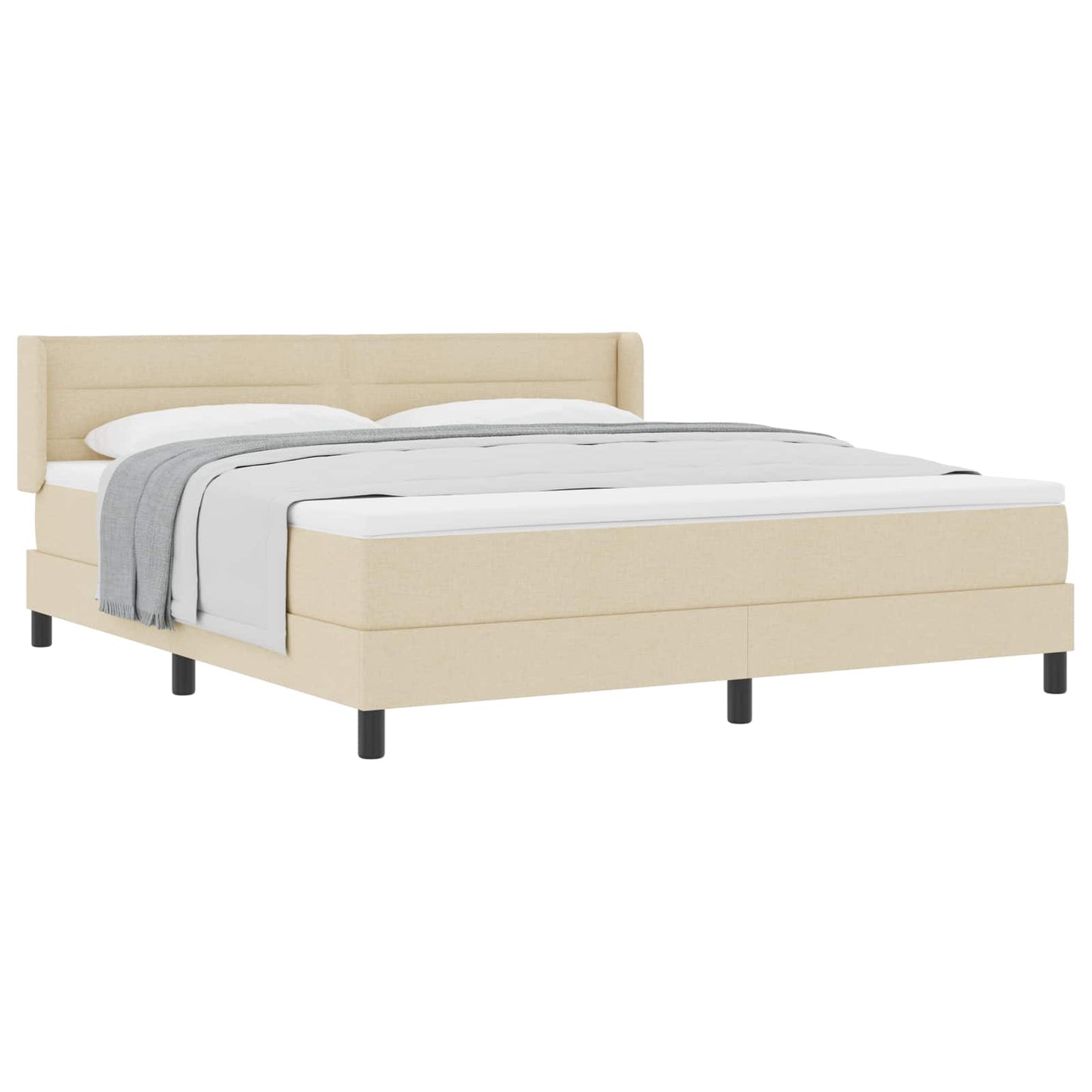 vidaXL Κρεβάτι με ελατήρια με κεφαλάρι Κρεμ 200 x 180 cm ύφασμα