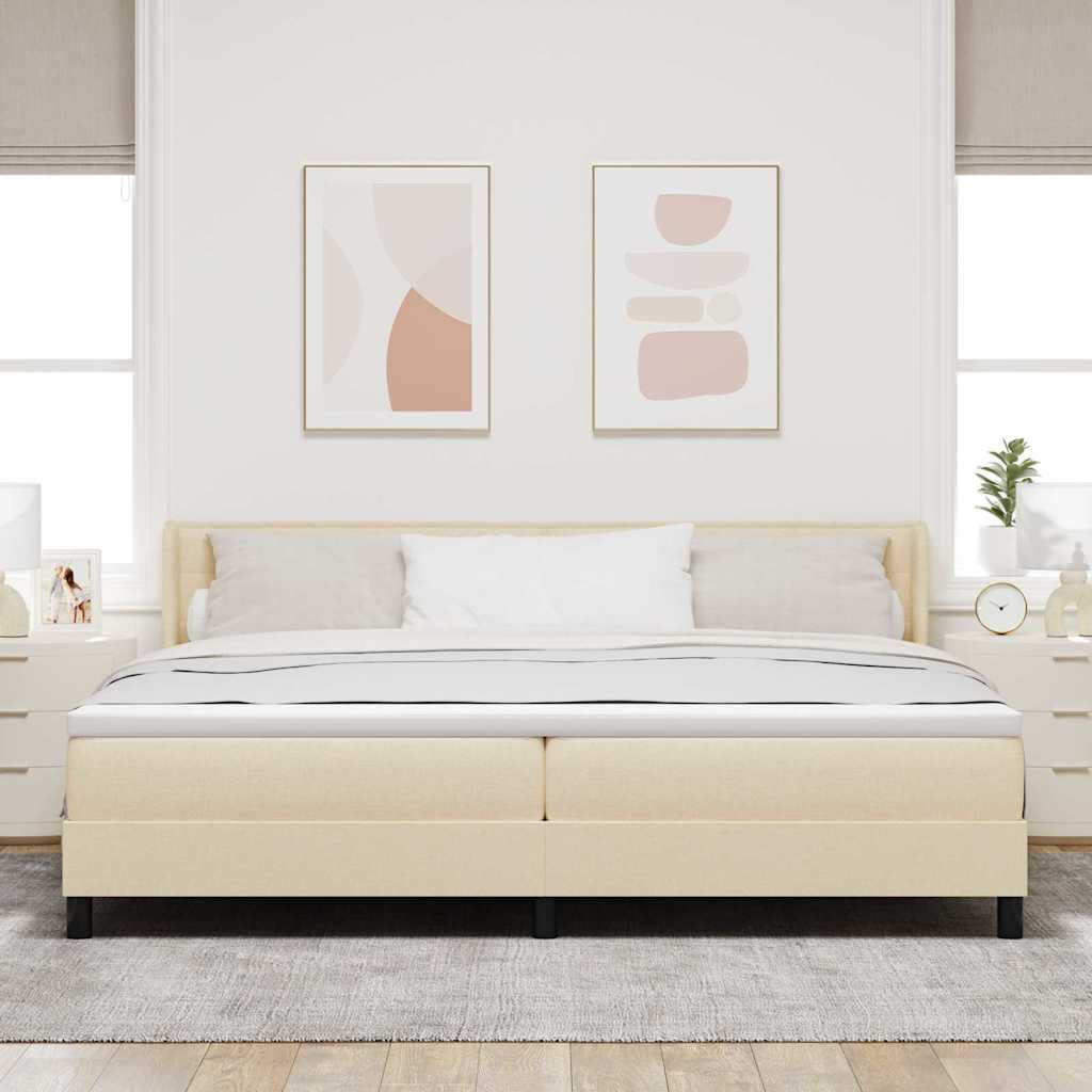 vidaXL Κρεβάτι με ελατήρια με στρώμα Κρεμ 200 x 200 cm ύφασμα