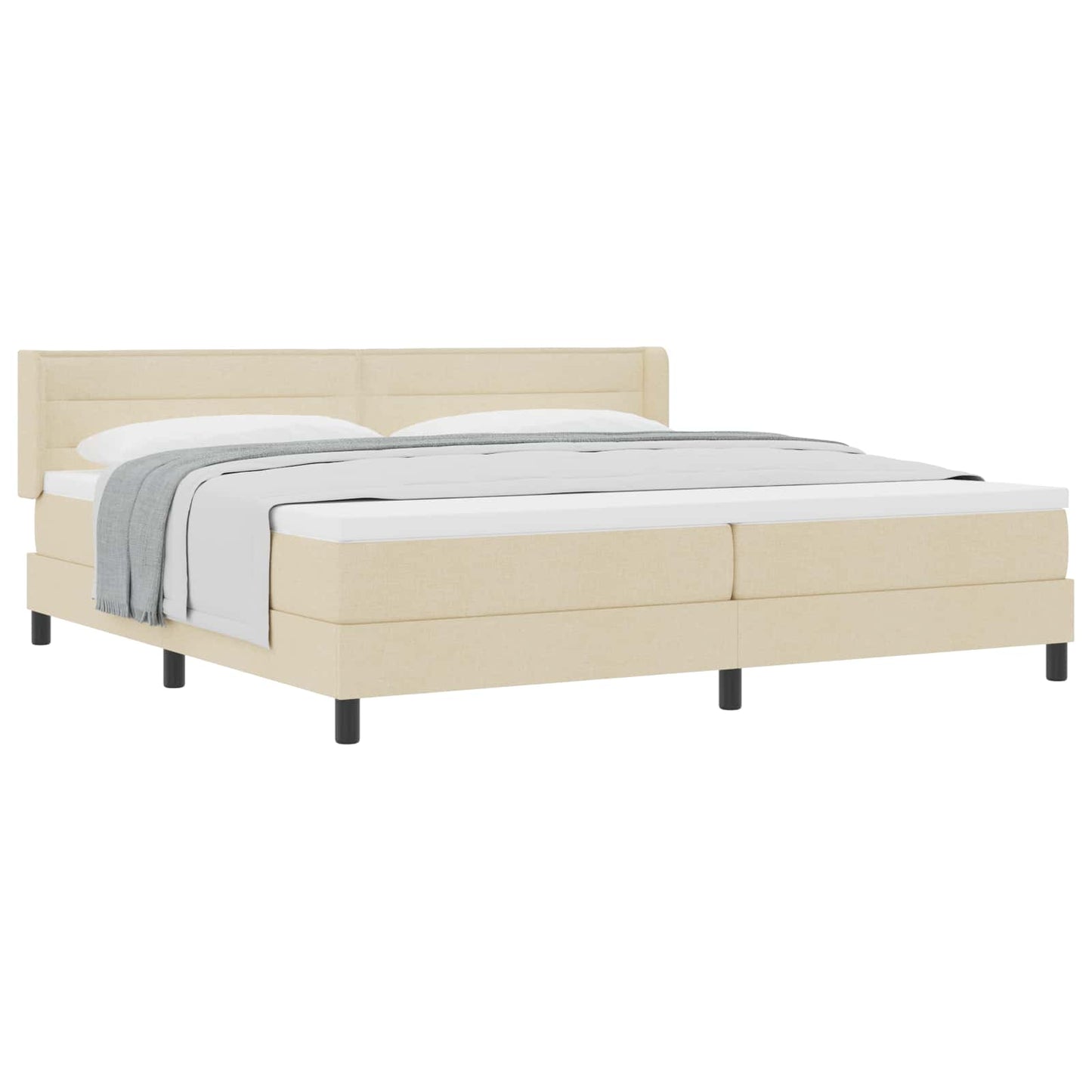 vidaXL Κρεβάτι με ελατήρια με στρώμα Κρεμ 200 x 200 cm ύφασμα