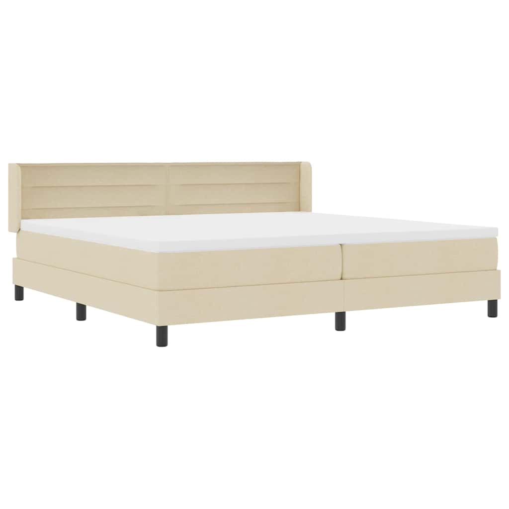 vidaXL Κρεβάτι με ελατήρια με στρώμα Κρεμ 200 x 200 cm ύφασμα