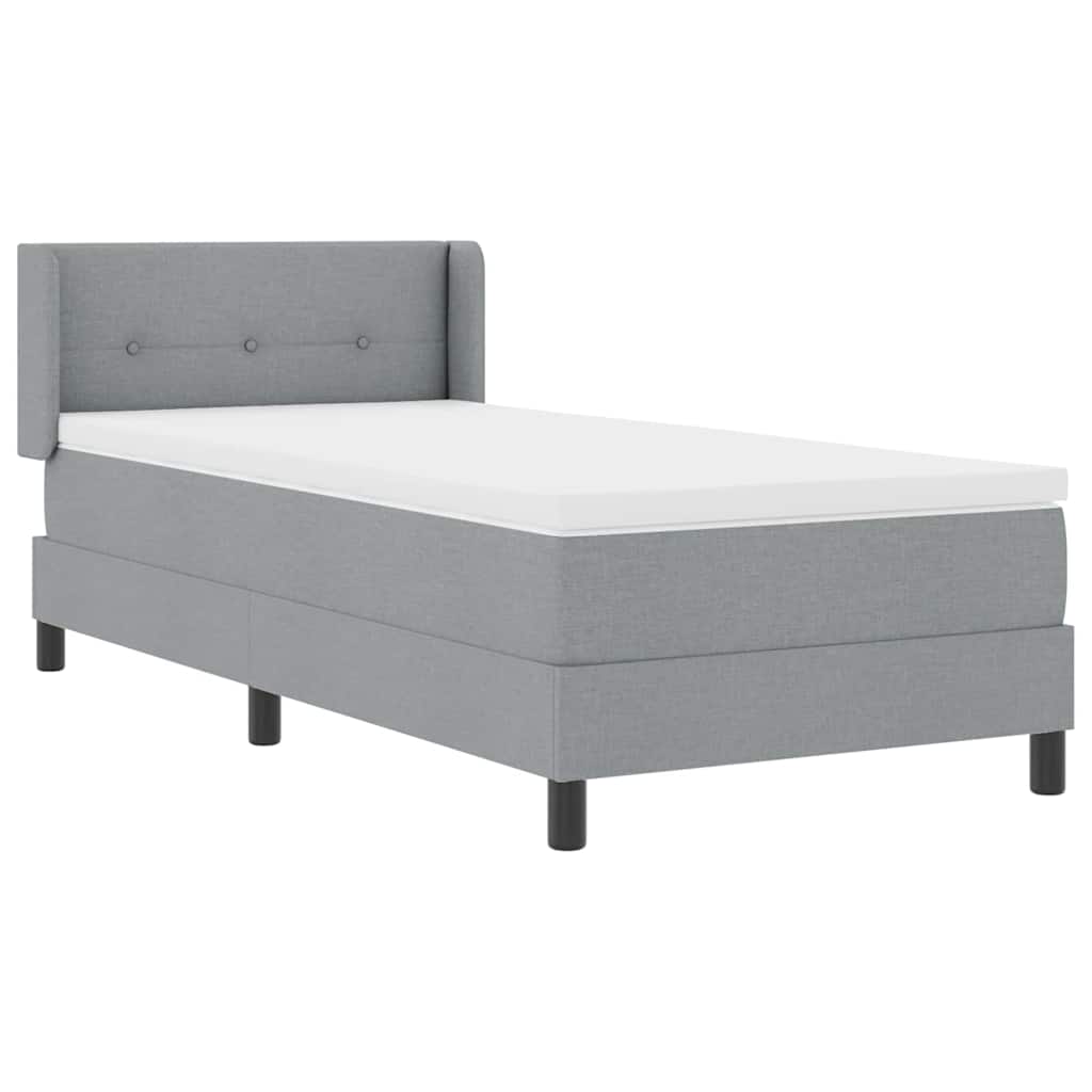 vidaXL Κρεβάτι Box Spring με Στρώμα - Ανοιχτό γκρι - 90 x 190 εκ - Υφασμάτινο
