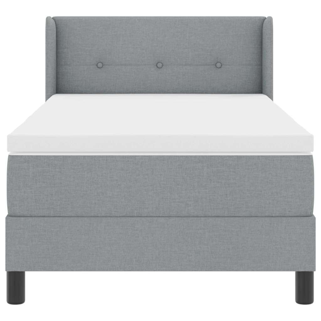 vidaXL Κρεβάτι Box Spring με Στρώμα - Ανοιχτό γκρι - 90 x 190 εκ - Υφασμάτινο