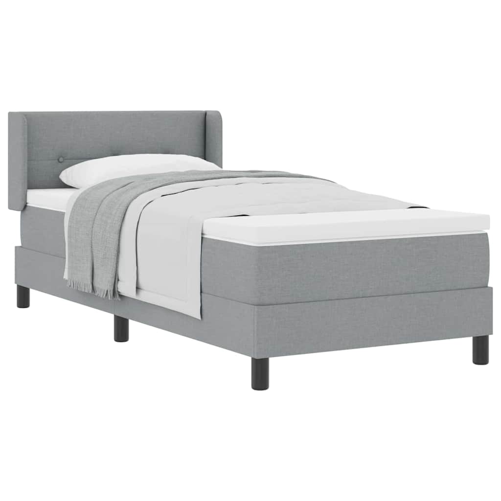 vidaXL Κρεβάτι Box Spring με Στρώμα - Ανοιχτό γκρι - 90 x 190 εκ - Υφασμάτινο