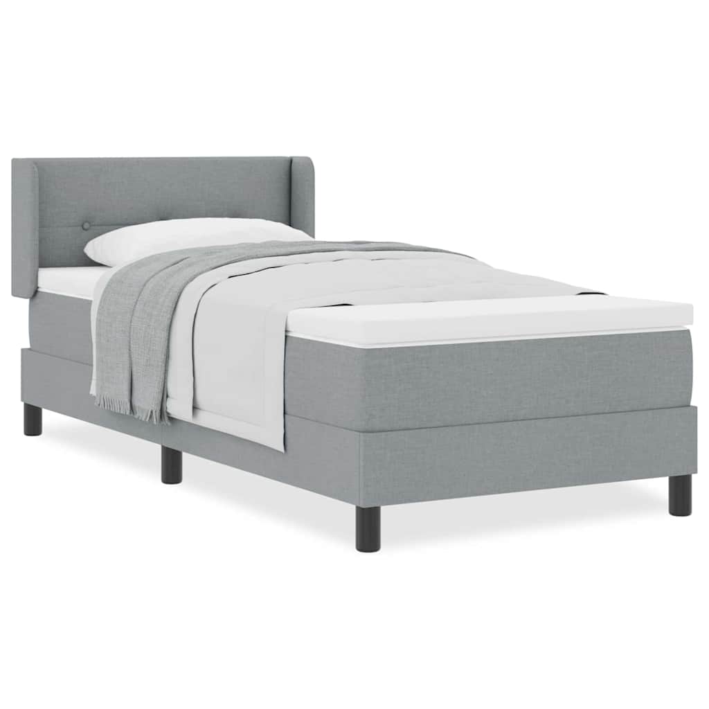 vidaXL Κρεβάτι Box Spring με Στρώμα - Ανοιχτό γκρι - 90 x 190 εκ - Υφασμάτινο