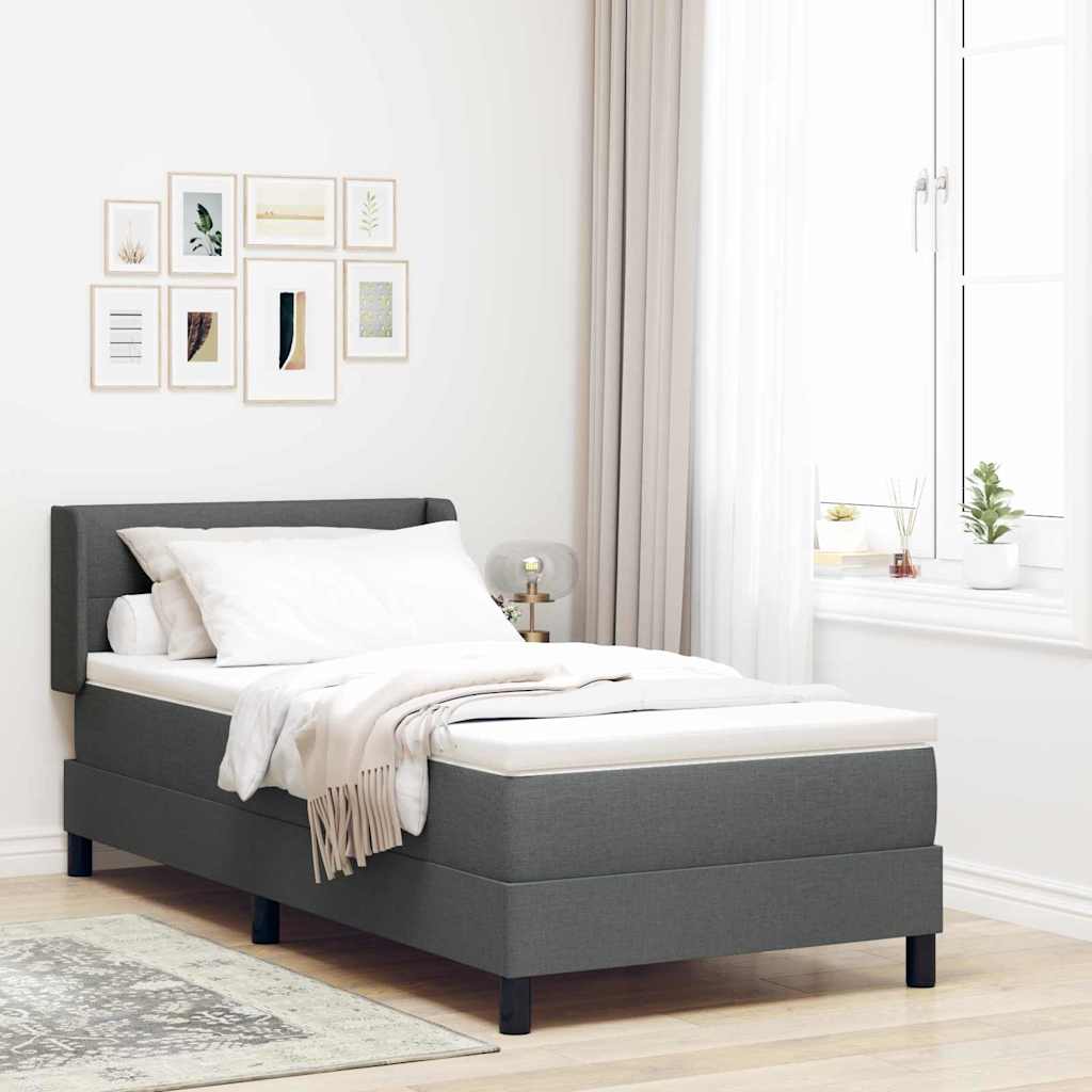 vidaXL Κρεβάτι Box Spring με Ματ σε Σκούρο Γκρι 90x190 εκ
