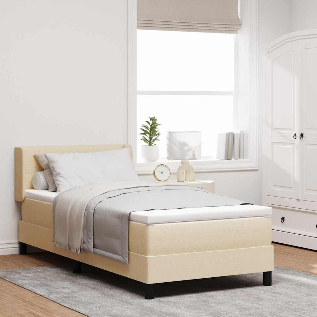 vidaXL Κρεβάτι με ελατήρια με κεφαλάρι Κρεμ 200 x 100 cm ύφασμα