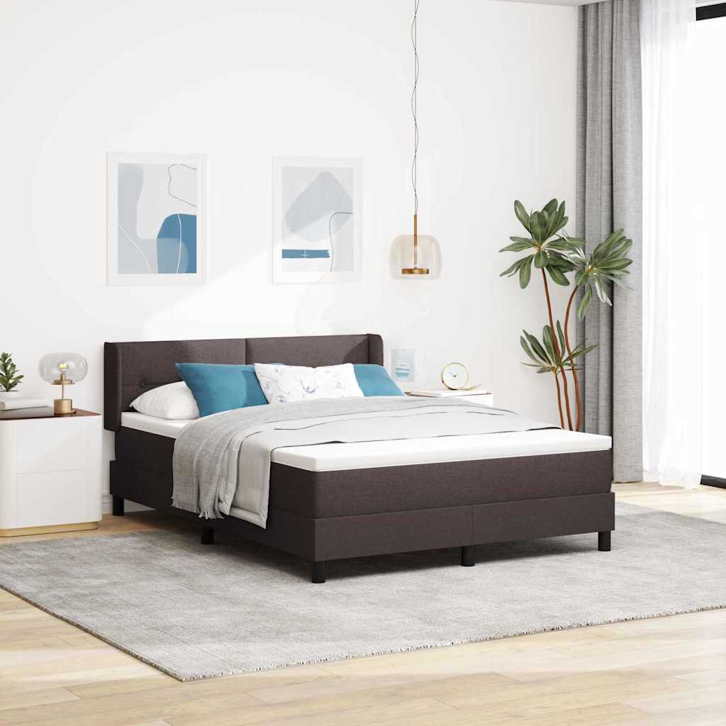 vidaXL Κρεβάτι με ελατήρια Σκούρο Καφέ 190 x 140 εκατοστά ύφασμα