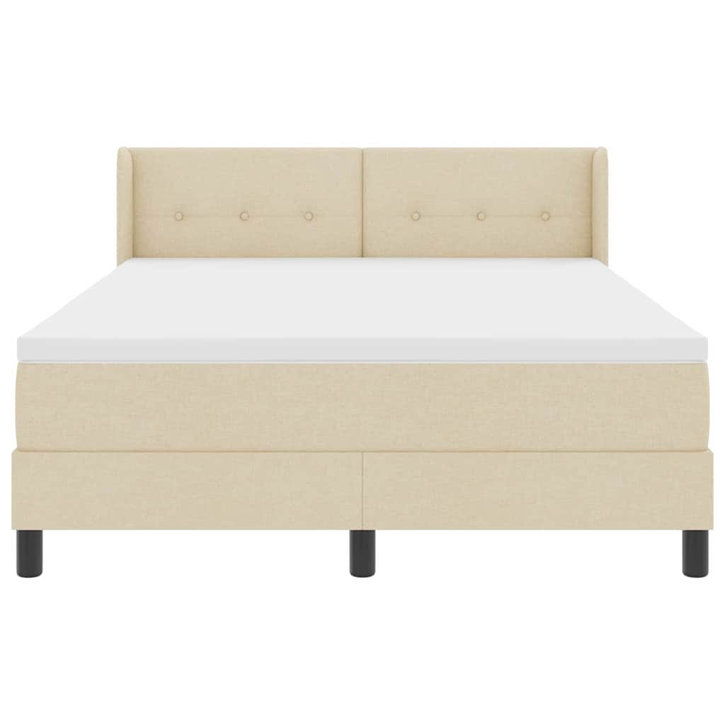 vidaXL Κρεβάτι με ελατήρια με κεφαλάρι Κρεμ 200 x 140 cm ύφασμα