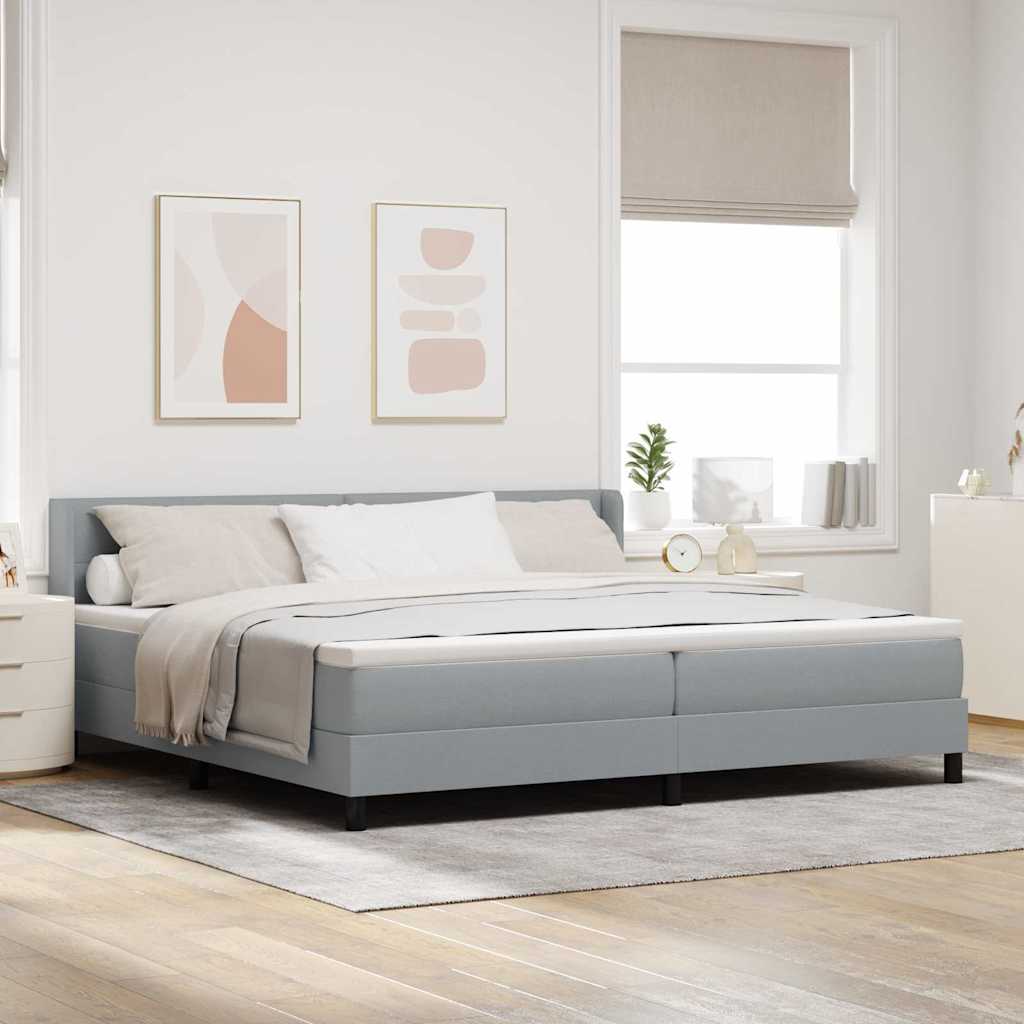 vidaXL Κρεβάτι με ελατήρια Ανοιχτό γκρι 200 x 200 cm ύφασμα