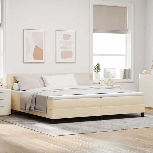 vidaXL Κρεβάτι με ελατήρια με κεφαλάρι Κρεμ 200 x 200 cm ύφασμα