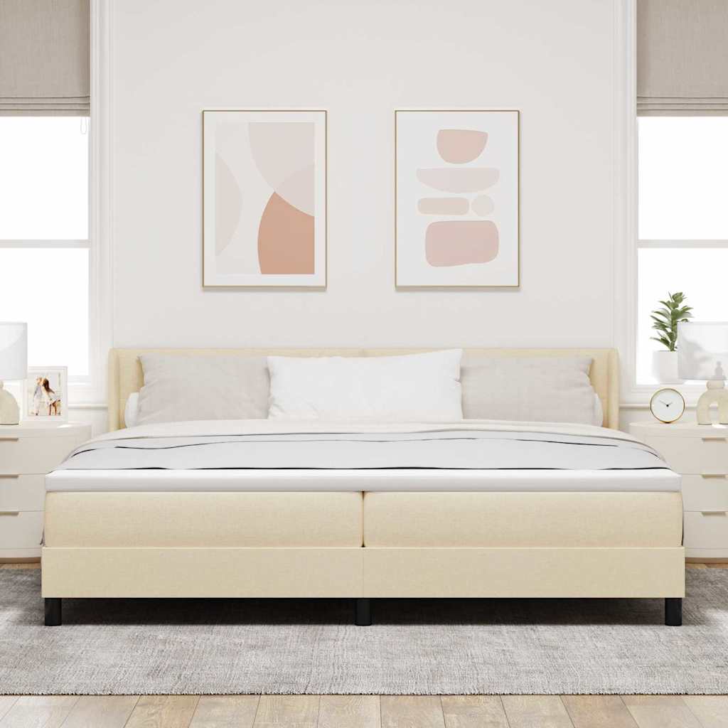 vidaXL Κρεβάτι με ελατήρια με κεφαλάρι Κρεμ 200 x 200 cm ύφασμα