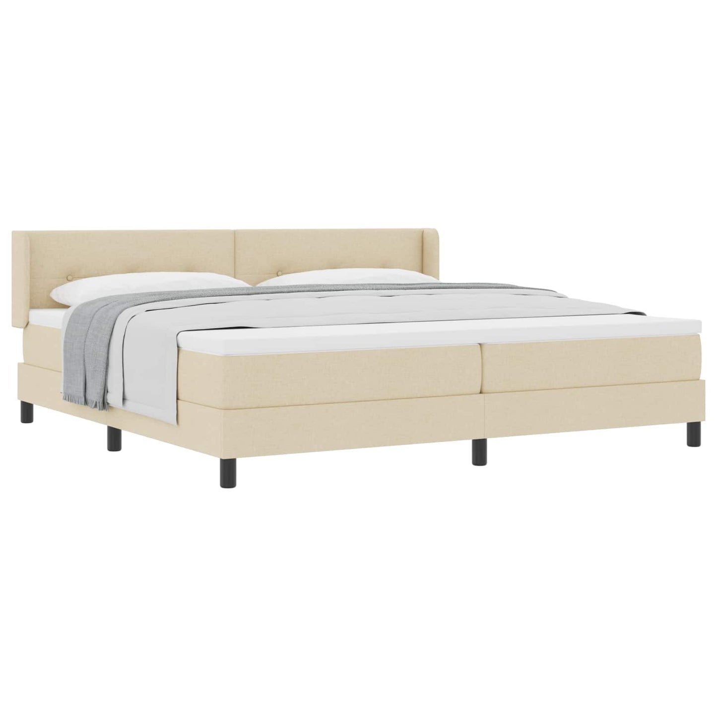 vidaXL Κρεβάτι με ελατήρια με κεφαλάρι Κρεμ 200 x 200 cm ύφασμα