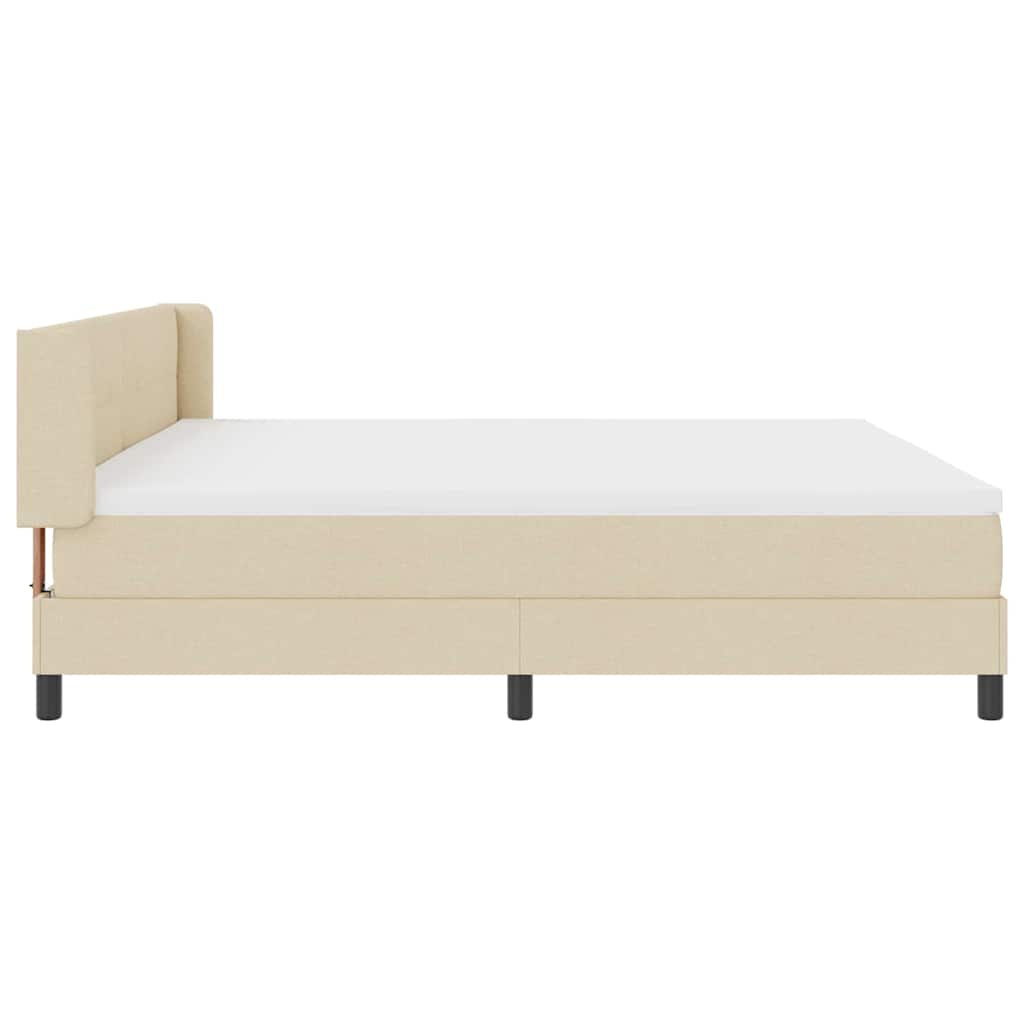 vidaXL Κρεβάτι με ελατήρια με κεφαλάρι Κρεμ 200 x 200 cm ύφασμα