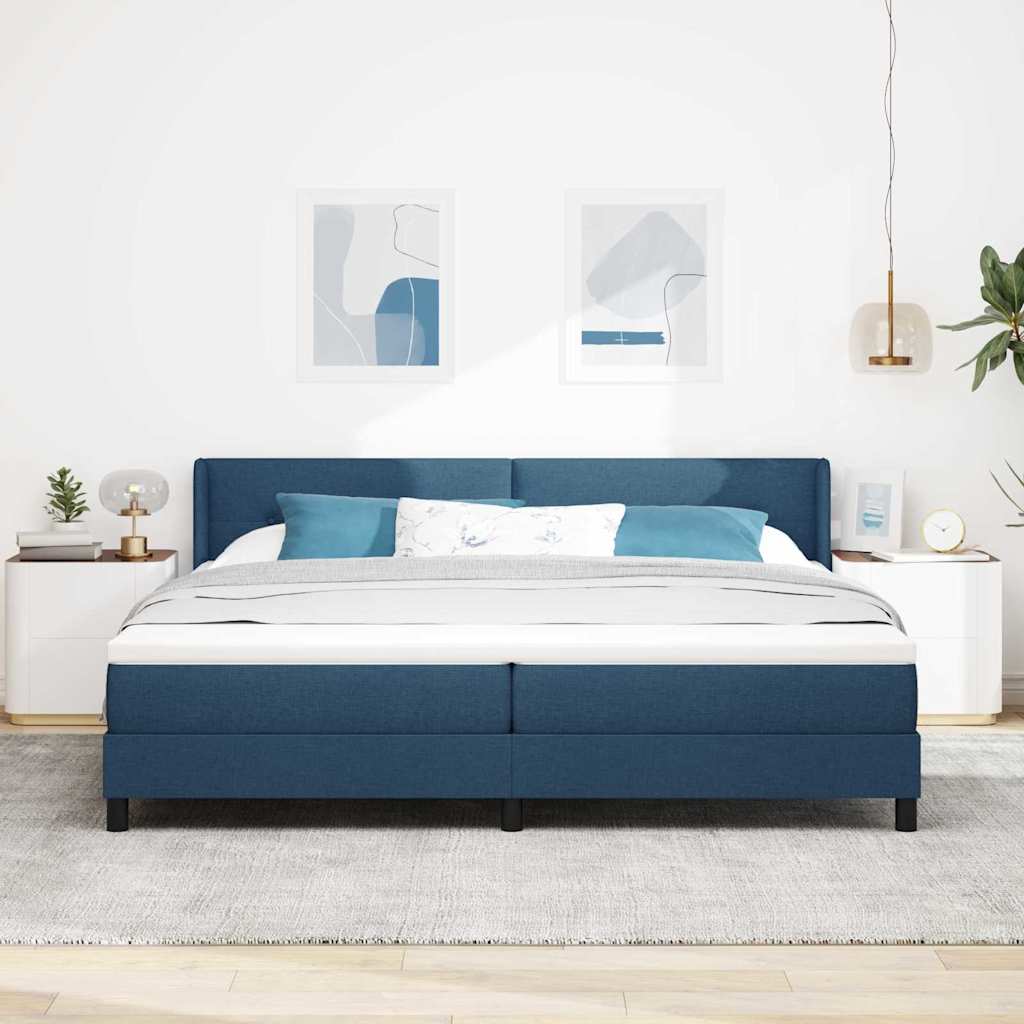 vidaXL Κρεβάτι με ελατήρια με κεφαλάρι Μπλε 200 x 200 cm ύφασμα