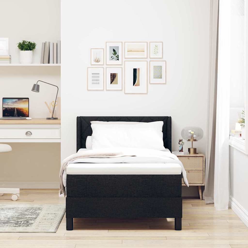 vidaXL Κρεβάτι με ελατήρια Μαύρο 90 x 190 cm Ύφασμα και αφρός