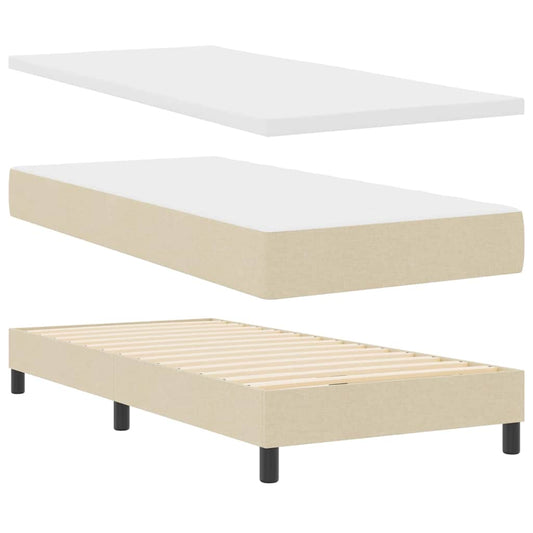 vidaXL Κρεβάτι box spring με στρώμα με στρώμα Κρεμ 90 x 190 cm