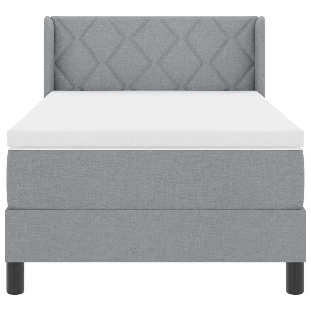 vidaXL Κρεβάτι με Ελατήριο και Στρώμα σε Ανοιχτό Γκρι, 90 x 200 εκ, Ύφασμα