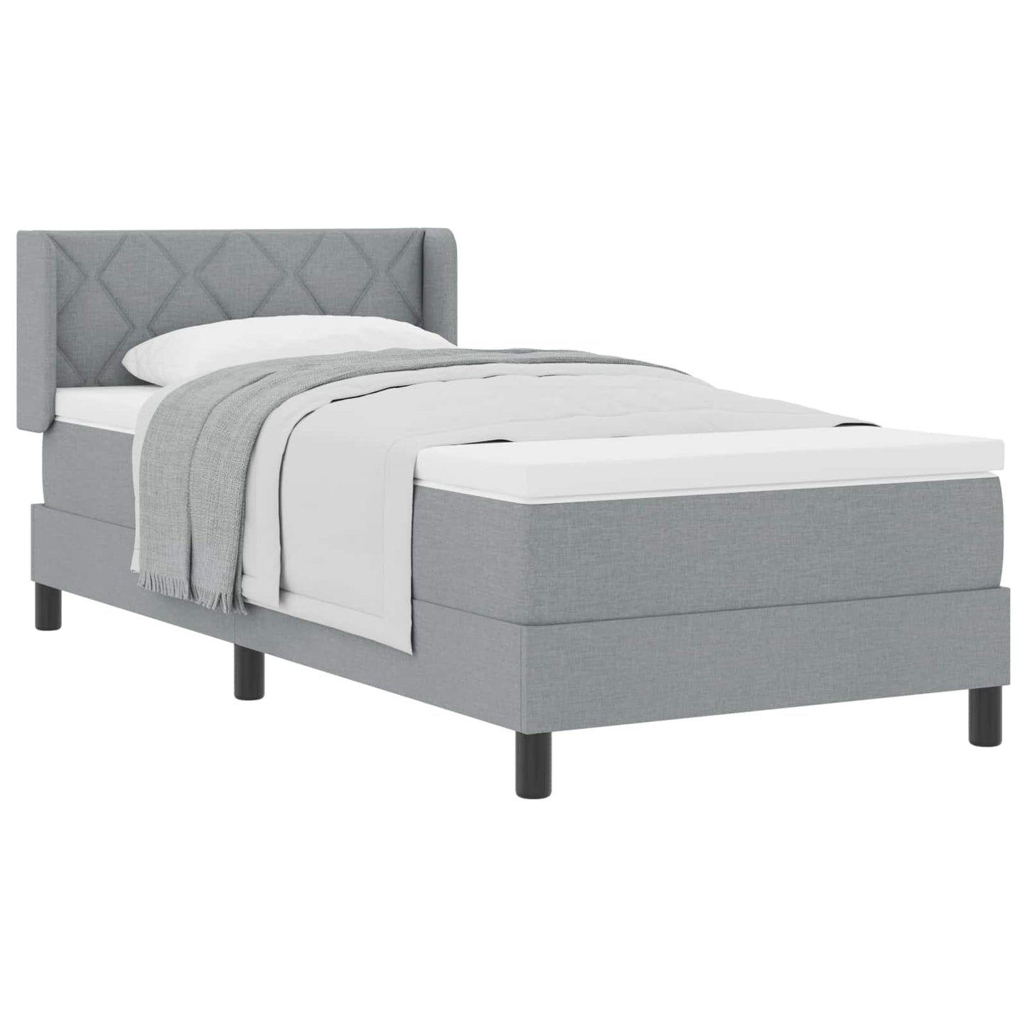 vidaXL Κρεβάτι με ελατήρια Ανοιχτό γκρι 200 x 100 cm ύφασμα