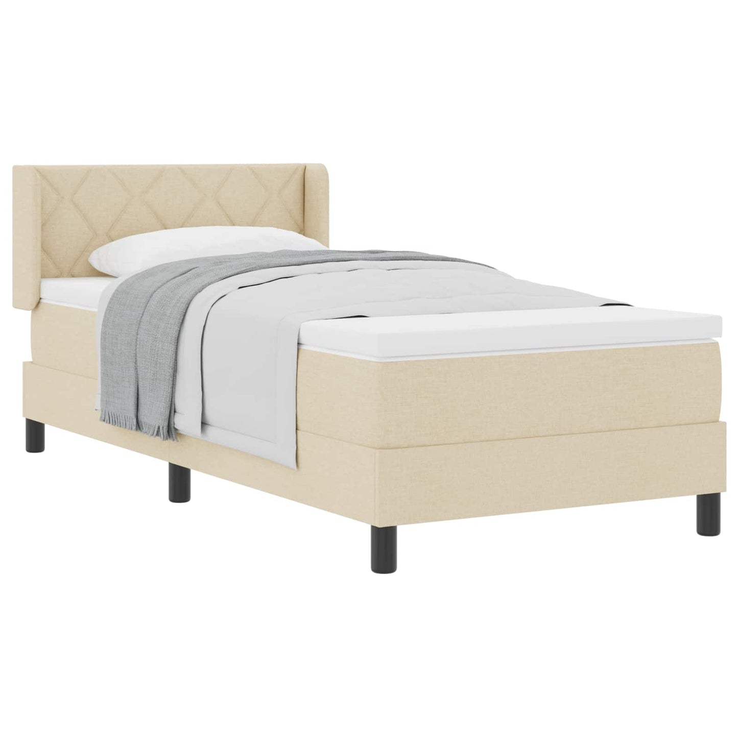 vidaXL Κρεβάτι με ελατήρια με κεφαλάρι Κρεμ 200 x 100 cm ύφασμα