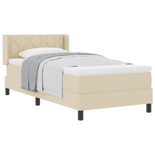 vidaXL Κρεβάτι με ελατήρια με κεφαλάρι Κρεμ 200 x 100 cm ύφασμα