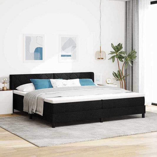 vidaXL Κρεβάτι με ελατήρια με κεφαλάρι Μαύρο 200 x 200 cm ύφασμα